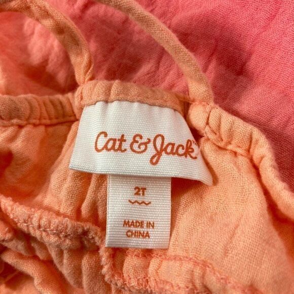 Cat & Jack Girls Sleeveless Dress Orange Pink 2T - Picture 5 of 6